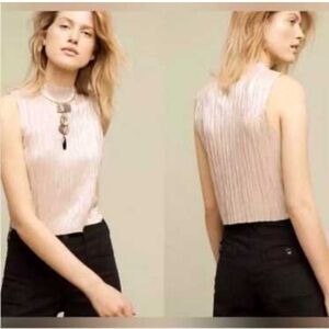 anthropologie Eri + Ali Sleeveless Mockneck Top Gold - size XS